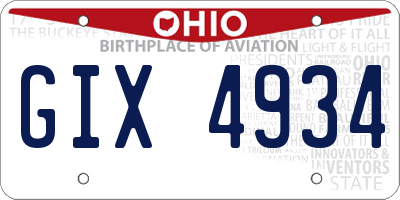 OH license plate GIX4934