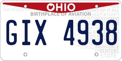 OH license plate GIX4938