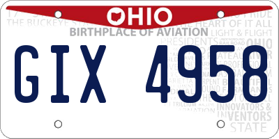 OH license plate GIX4958