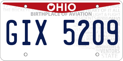 OH license plate GIX5209