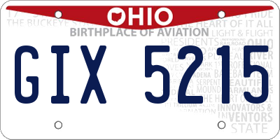 OH license plate GIX5215