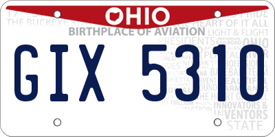 OH license plate GIX5310