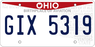 OH license plate GIX5319