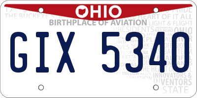 OH license plate GIX5340