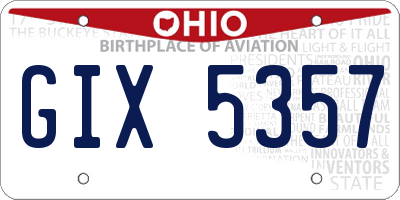 OH license plate GIX5357