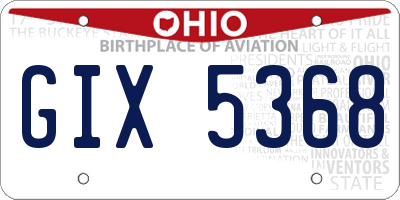 OH license plate GIX5368