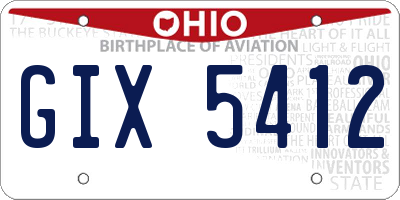 OH license plate GIX5412