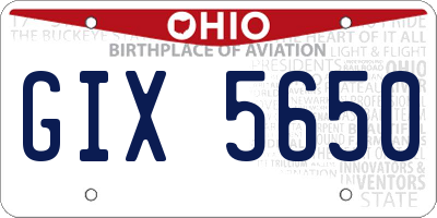 OH license plate GIX5650