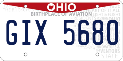 OH license plate GIX5680