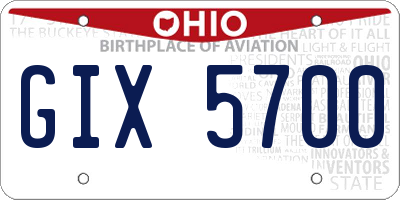 OH license plate GIX5700