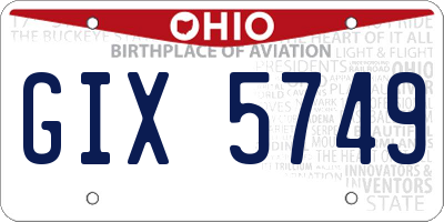 OH license plate GIX5749