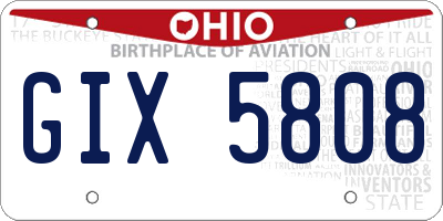 OH license plate GIX5808