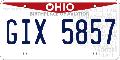 OH license plate GIX5857