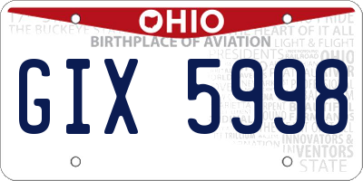 OH license plate GIX5998