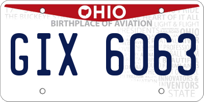 OH license plate GIX6063