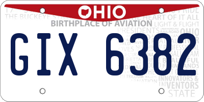 OH license plate GIX6382