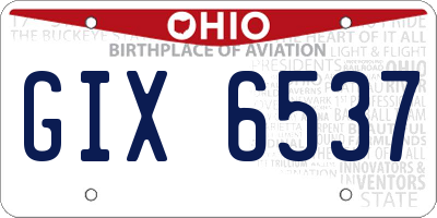 OH license plate GIX6537