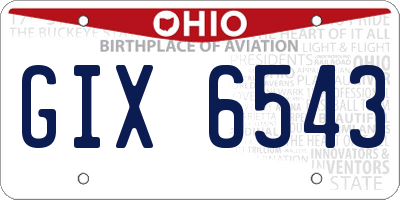 OH license plate GIX6543