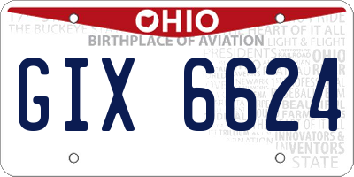 OH license plate GIX6624