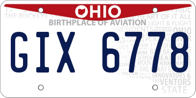OH license plate GIX6778