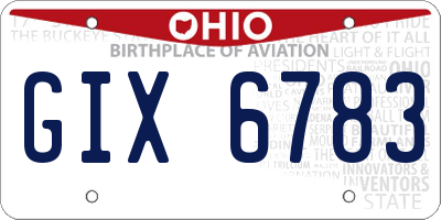 OH license plate GIX6783
