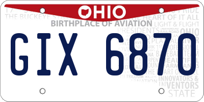 OH license plate GIX6870