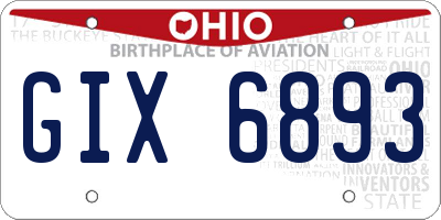 OH license plate GIX6893