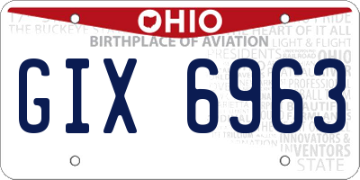 OH license plate GIX6963