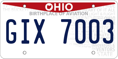 OH license plate GIX7003