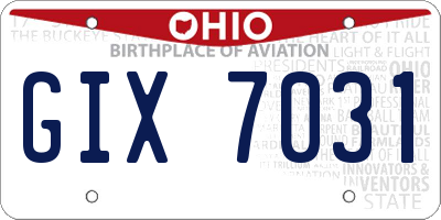 OH license plate GIX7031
