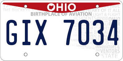 OH license plate GIX7034