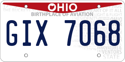 OH license plate GIX7068