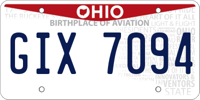 OH license plate GIX7094