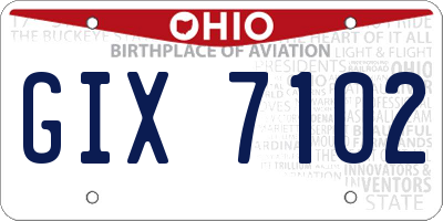 OH license plate GIX7102