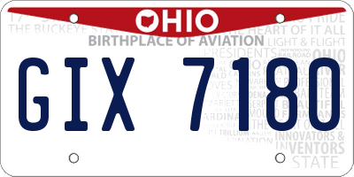 OH license plate GIX7180