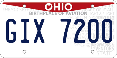 OH license plate GIX7200
