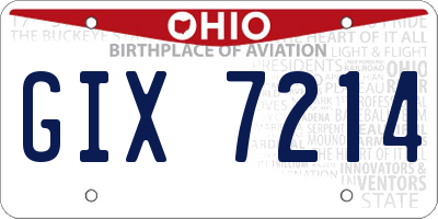 OH license plate GIX7214