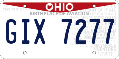 OH license plate GIX7277