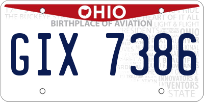 OH license plate GIX7386