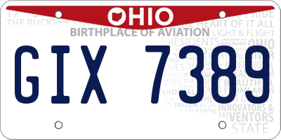 OH license plate GIX7389