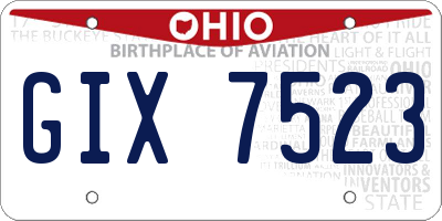 OH license plate GIX7523