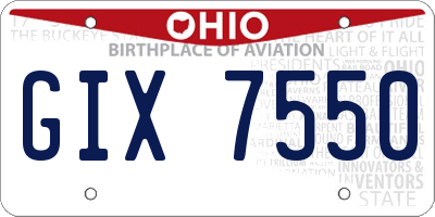 OH license plate GIX7550