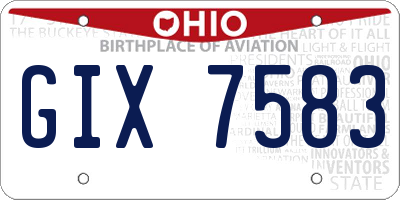 OH license plate GIX7583