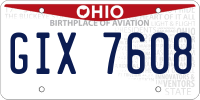 OH license plate GIX7608