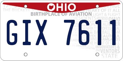 OH license plate GIX7611