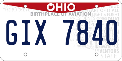 OH license plate GIX7840