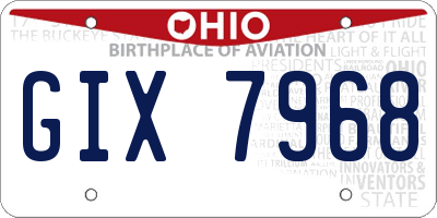 OH license plate GIX7968