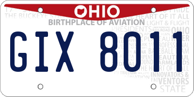 OH license plate GIX8011