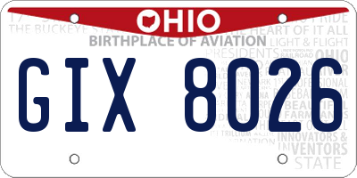 OH license plate GIX8026
