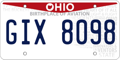 OH license plate GIX8098
